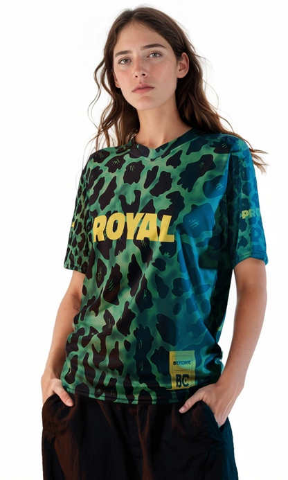 Royal 32 Saudi Football Jersey with Green Arabian Leopard Pattern