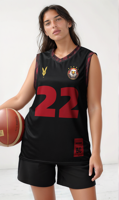 Bold Black & Red Basketball Jersey - Inspired by Egyptian Sports Culture