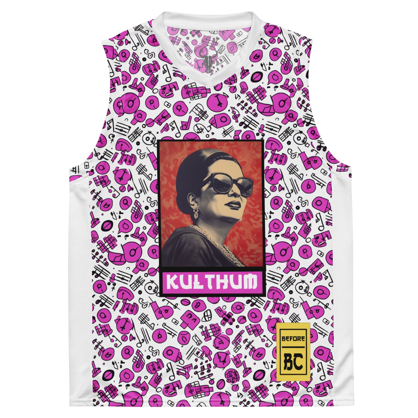 Egyptian Melodies Basketball Jersey - Umm Kulthum Tribute Recycled unisex basketball jersey