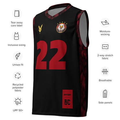 Bold Black & Red Basketball Jersey - Inspired by Egyptian Sports Culture