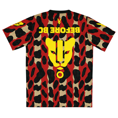 Fierce Red & Yellow Leopard Print Football Jersey – Bold Heritage Streetwear