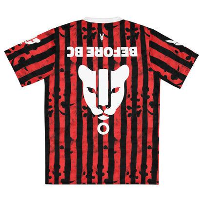 Fierce Red & Black Arabian Leopard Striped Football Jersey – Royalty in Motion