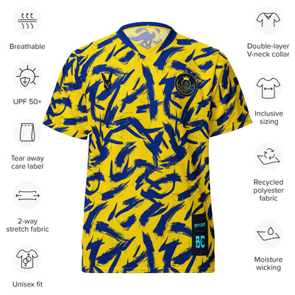 Bold Yellow & Blue Football Jersey - Perfect for Fans of Saudi Sports Culture