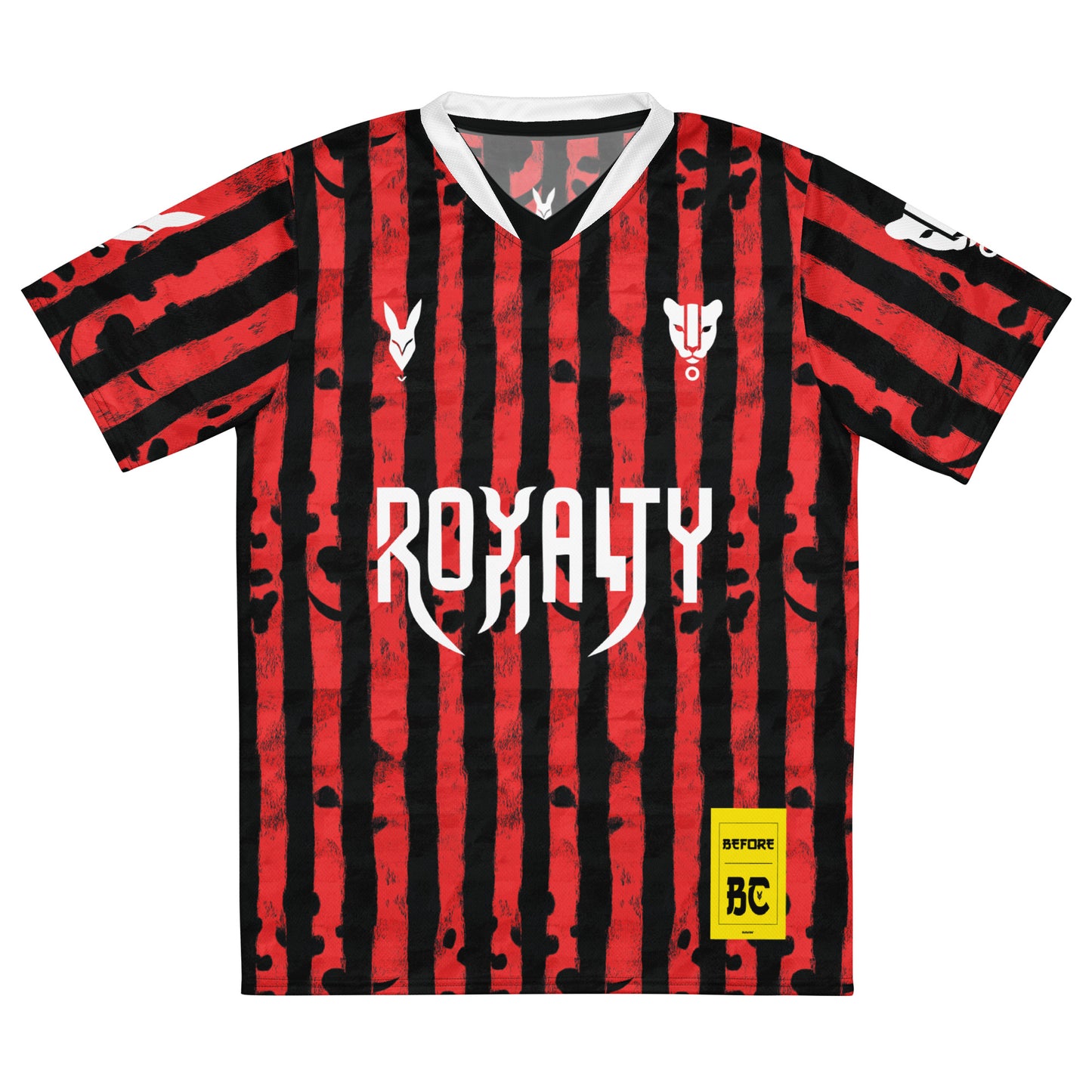 Fierce Red & Black Arabian Leopard Striped Football Jersey – Royalty in Motion