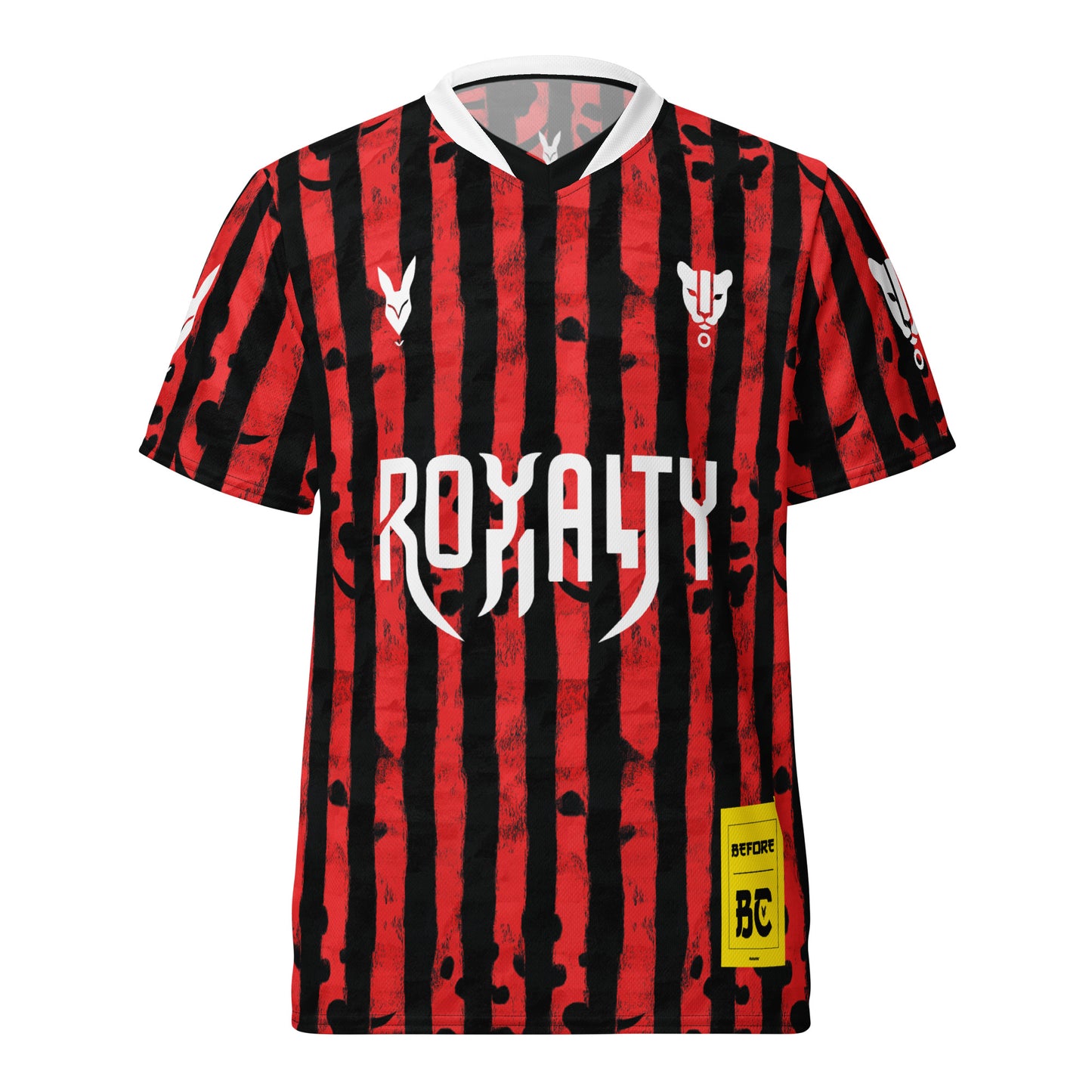 Fierce Red & Black Arabian Leopard Striped Football Jersey – Royalty in Motion