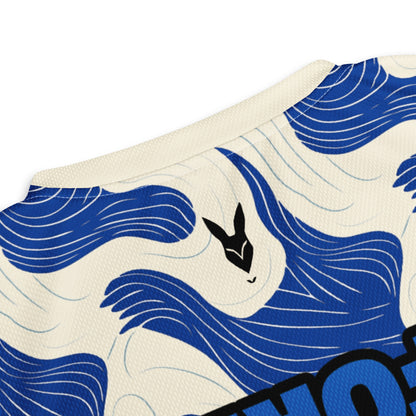 Wave-Inspired Blue & White Football Jersey - Perfect for Fans of Saudi Sports Culture