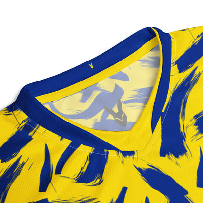 Bold Yellow & Blue Football Jersey - Perfect for Fans of Saudi Sports Culture