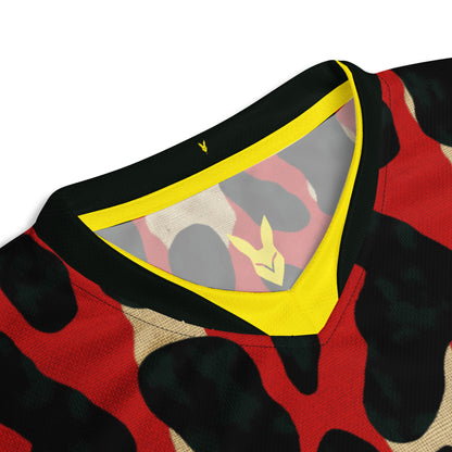 Fierce Red & Yellow Leopard Print Football Jersey – Bold Heritage Streetwear