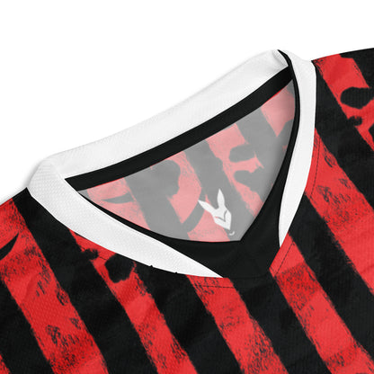 Fierce Red & Black Arabian Leopard Striped Football Jersey – Royalty in Motion