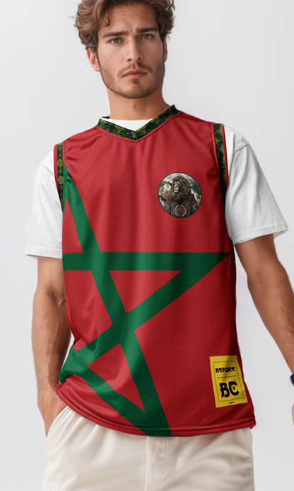 Morocco Atlas Lion Basketball Jersey with Moroccan Flag Design