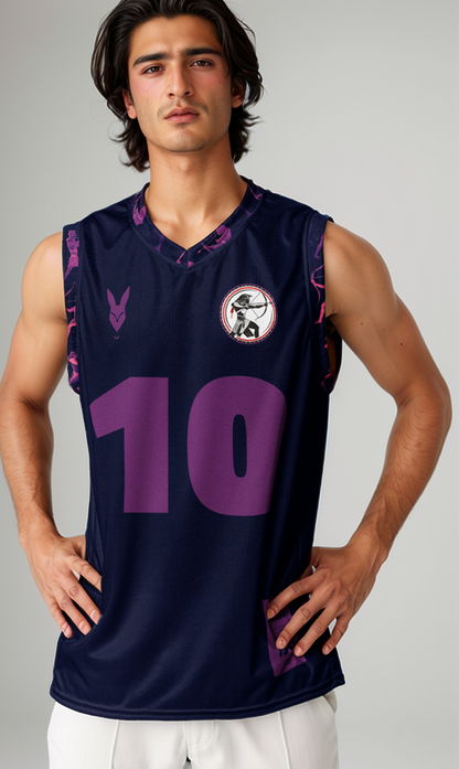 Bold Navy & Purple Streetwear Basketball Jersey - Inspired by Egyptian Streetwear Culture